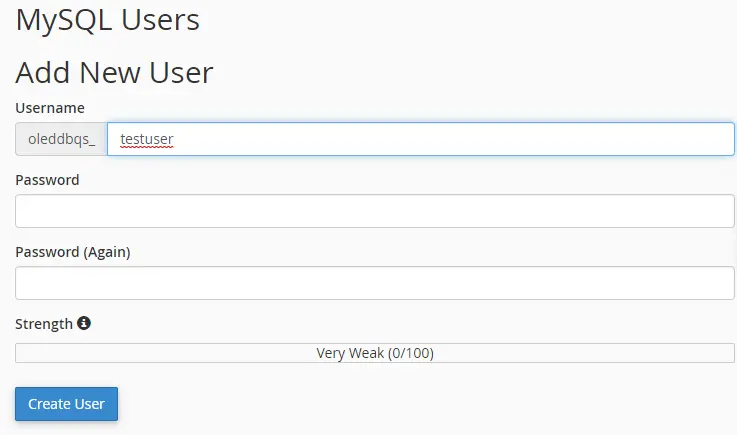 create mysql user